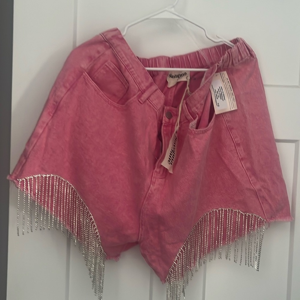NWT WOMEN’S RHINESTONE PINK SHORTS